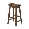 Wooden 29" Counter Height Stool with Saddle Seat, Cherry Brown, Set Of 2