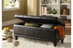 Bi Cast Vinyl Lift Up Storage Bench With a Tufted Seat, Dark Brown
