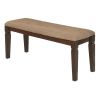 Fabric Upholstered Solid Wooden Bench, Light & Dark Brown