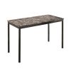 Faux Marble Writing Desk With Leatherette Upholstered Metal Chair, Black