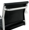 Contemporary Style Leatherette Padded Bar Stool With Arms, Black & Silver