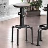 Metal Frame Bar Stool With Wooden Seat In Black And Natural Brown, Set Of 2