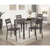 5 Piece Metal And Wood Dining Table Set In Antique Brown