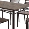 7 Piece Metal And Wood Dining Table Set In Antique Brown