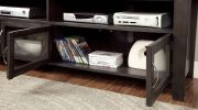 72" Wooden TV Stand With 2 Cabinets and 2 Open Shelves In Brown
