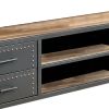 60" Wooden TV Stand With 4 Drawers and 2 Open Shelves In Gray