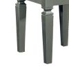 Wooden Vanity Stool With Faux Leather Tufted Seat, Gray