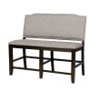 Fabric Upholstered Wooden Counter Height Bench, Gray and Brown