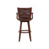 Nailhead Trim Faux Leather Upholstered Barstool with Wooden Arms, Dark Brown