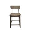 Curved Seat Wooden Frame Counter Stool with Cut Out Backrest, Gray