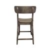 Curved Seat Wooden Frame Counter Stool with Cut Out Backrest, Gray