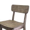 Curved Seat Wooden Frame Counter Stool with Cut Out Backrest, Gray