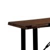 Rectangular Metal Frame Bench with Wooden Seat, Black and Brown