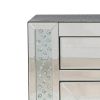 Wood & Mirror Nightstand with Crystal Inserts, Silver