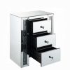 Wood & Mirror Nightstand with Agate Inserts, Silver