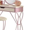 Contemporary Style Metal and Wood Vanity Set, White and Purple