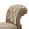 Fabric Upholstered Wooden Vanity Stool with Tufted Back, Gold & Bone White
