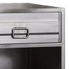 Industrial Style Metal Nightstand with Drawer and Bottom Shelf, Gray