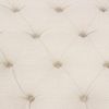 Linen Upholstered Button Tufted Bench with Open Metal Base, Large, Beige and Black