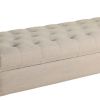 Fabric Upholstered Wooden Bench with Button Tufted Lift Top Storage, Beige