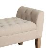 Fabric Upholstered Wooden Bench with Button Tufted Lift Top Storage, Beige