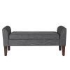 Fabric Upholstered Wooden Bench with Lift Top Storage and Tapered Feet, Dark Gray