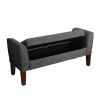 Fabric Upholstered Wooden Bench with Lift Top Storage and Tapered Feet, Dark Gray