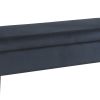 Velvet Upholstered Wooden Bench with Lift Top Storage and Tapered Feet, Navy Blue
