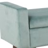Velvet Upholstered Wooden Bench with Lift Top Storage and Tapered Feet, Aqua Blue