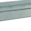 Velvet Upholstered Wooden Bench with Lift Top Storage and Tapered Feet, Aqua Blue