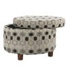 Wooden Ottoman with Geometric Patterned Fabric Upholstery and Hidden Storage, Multicolor