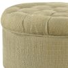 Fabric Upholstered Wooden Ottoman with Tufted Lift Off Lid Storage, Beige and Brown