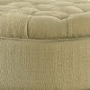 Fabric Upholstered Wooden Ottoman with Tufted Lift Off Lid Storage, Beige and Brown