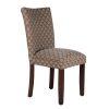 Wooden Parson Dining Chair with Damask Pattern Fabric Upholstery, Multicolor