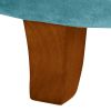 Button Tufted Velvet Upholstered Wooden Ottoman with Hidden Storage, Blue and Brown