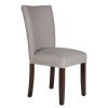 Fabric Upholstered Wooden Parson Dining Chair with Splayed Back, Gray and Brown
