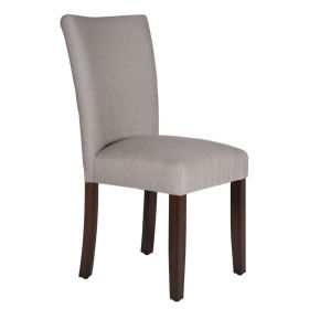 Fabric Upholstered Wooden Parson Dining Chair with Splayed Back, Gray and Brown