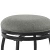 Metal Counter Stool with Swivelling Fabric Padded Seat, Gray and Black
