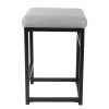 Open Back Metal Counter Stool with Fabric Upholstered Padded Seat, Gray and Black
