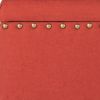 Fabric Upholstered Wooden Storage Bench With Nail head Trim, Large, Orange and Brown
