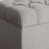Fabric Upholstered Button Tufted Wooden Bench With Hinged Storage, Gray and Brown