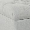 Fabric Upholstered Button Tufted Wooden Bench With Hinged Storage, Light Gray and Brown