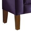 Velvet Upholstered Button Tufted Wooden Bench Settee With Hinged Storage, Purple and Brown
