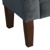 Velvet Upholstered Button Tufted Wooden Bench Settee With Hinged Storage, Dark Gray and Brown
