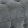 Velvet Upholstered Button Tufted Wooden Bench Settee With Hinged Storage, Dark Gray and Brown