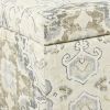 Medallion Print Fabric Upholstered Wooden Bench With Hinged Storage, Large, Brown and Cream