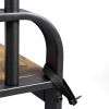 72 Inch Industrial Metal Framed Coat Rack, 9 Hooks, 2 Storage Shelves, Rustic Brown, Black