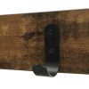 69 Inch Industrial Metal Frame Coat Rack, Nine Hooks, 2 Slatted Shelves, Rustic Brown, Black