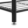 69 Inch Industrial Metal Frame Coat Rack, Nine Hooks, 2 Slatted Shelves, Rustic Brown, Black