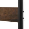 69 Inch Industrial Metal Frame Coat Rack, Nine Hooks, 2 Slatted Shelves, Rustic Brown, Black